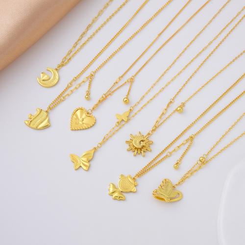 Brass Necklace, plated, different styles for choice & for woman, gold, Length:Approx 45 cm, Sold By PC