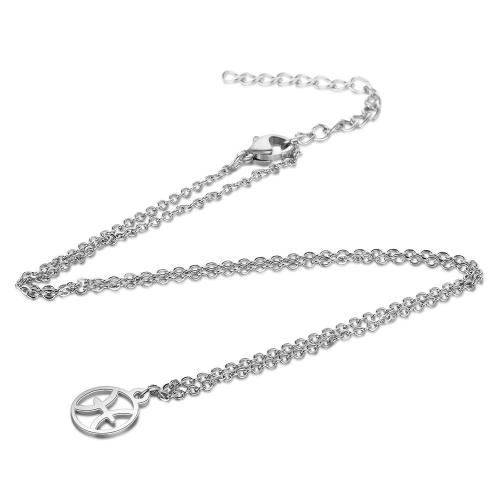 Titanium Steel Necklace, with 5cm extender chain, plated, Zodiac symbols jewelry & Unisex & different designs for choice, more colors for choice, Length:Approx 45 cm, Sold By PC