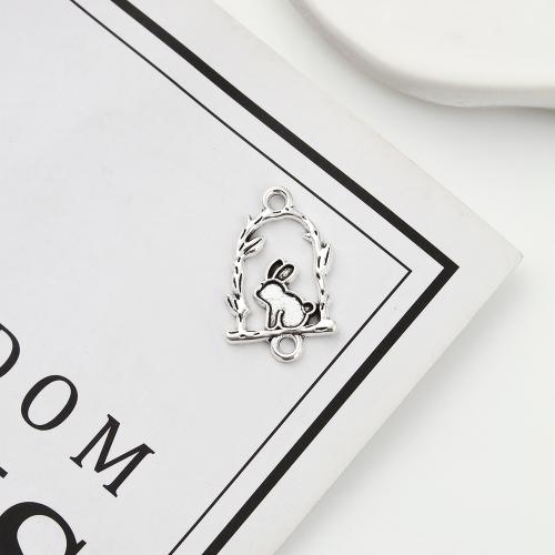 Animal Tibetan Style Connector, Rabbit, antique silver color plated, DIY & 1/1 loop, 14x1x23mm, 850PCs/KG, Sold By KG