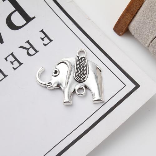 Animal Tibetan Style Connector, Elephant, antique silver color plated, DIY & 2/1 loop, 30x3x26mm, 300PCs/KG, Sold By KG