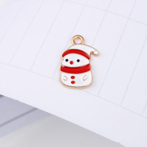 Zink-Legierung-Emaille-Anhänger, Zinklegierung, Schneemann, goldfarben plattiert, DIY, 11x7x17mm, 500PCs/Tasche, verkauft von Tasche