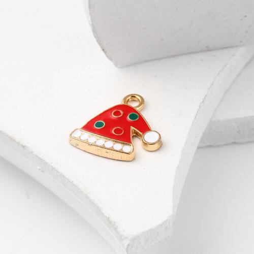 Tibetan Style Enamel Pendants, Christmas Hat, gold color plated, DIY, 16x2x15mm, 500PCs/Bag, Sold By Bag