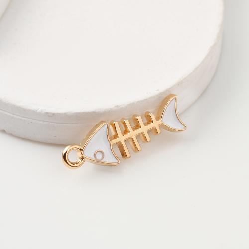 Tibetan Style Enamel Pendants, Fish Bone, gold color plated, DIY, 8x2x23mm, 500PCs/Bag, Sold By Bag