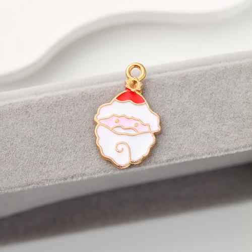 Tibetan Style Enamel Pendants, Santa Claus, gold color plated, DIY, 15x1x14mm, 500PCs/Bag, Sold By Bag