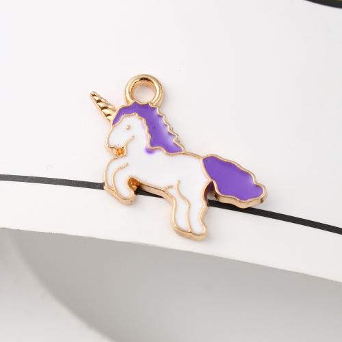 Tibetan Style Enamel Pendants, Unicorn, gold color plated, DIY, 22x2x14mm, 500PCs/Bag, Sold By Bag