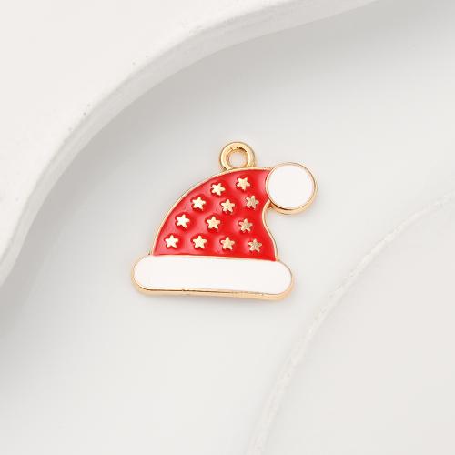 Tibetan Style Enamel Pendants, Christmas Hat, gold color plated, DIY, 17x1x17mm, 500PCs/Bag, Sold By Bag