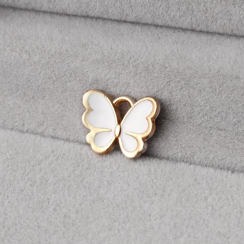 Tibetan Style Enamel Pendants, Butterfly, gold color plated, DIY, 13x1x10mm, 500PCs/Bag, Sold By Bag