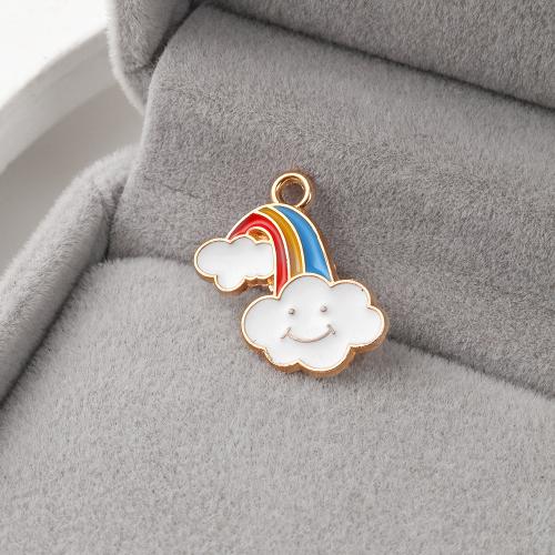 Tibetan Style Enamel Pendants, Rainbow, gold color plated, DIY, 16x1x15mm, 500PCs/Bag, Sold By Bag