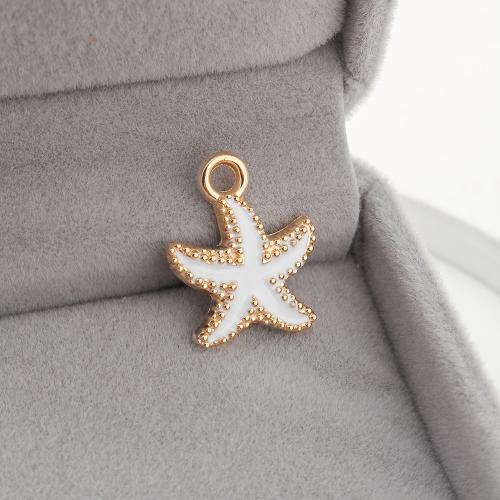 Tibetan Style Enamel Pendants, Starfish, gold color plated, DIY, 15x2x18mm, 500PCs/Bag, Sold By Bag