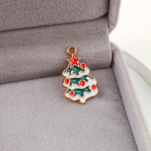 Tibetan Style Enamel Pendants, Christmas Tree, gold color plated, DIY, 14x1x23mm, 500PCs/Bag, Sold By Bag