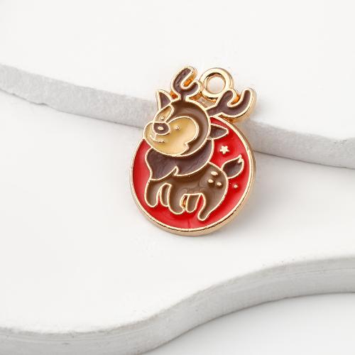 Tibetan Style Enamel Pendants, Christmas Reindeer, gold color plated, DIY, 15x1x20mm, 500PCs/Bag, Sold By Bag