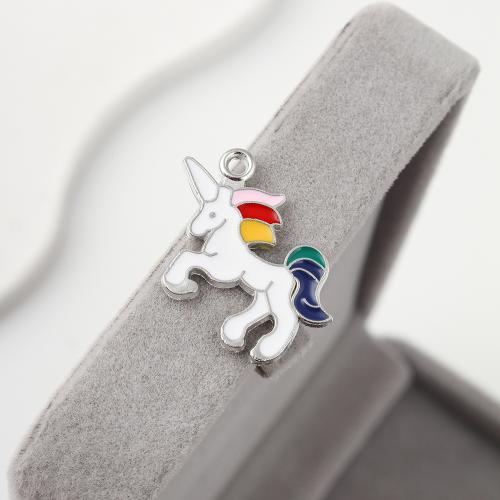 Zink-Legierung-Emaille-Anhänger, Zinklegierung, Einhorn, goldfarben plattiert, DIY, 22x1x17mm, 500PCs/Tasche, verkauft von Tasche