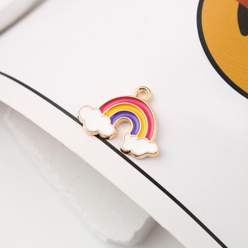 Zink-Legierung-Emaille-Anhänger, Zinklegierung, Regenbogen, goldfarben plattiert, DIY, 19x1x14mm, 500PCs/Tasche, verkauft von Tasche