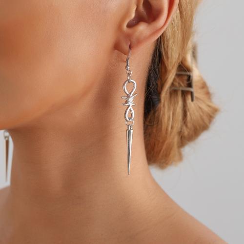 alliage de zinc Boucle d'oreille goutte, Placage de couleur platine, styles différents pour le choix & pour femme, Vendu par paire