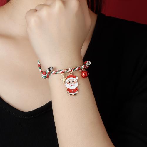 Tibetan Style Bracelet, with Polyester Cord, plated, Christmas jewelry & different styles for choice & for woman & enamel, Length:Approx 6-8 Inch, Sold By PC