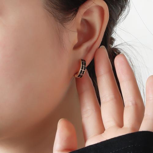 alliage de zinc Huggie Anneau d'oreille, Placage de couleur d'or, pour femme & émail, plus de couleurs à choisir, 14mm, Vendu par paire