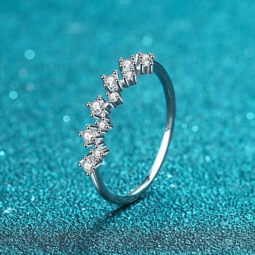 925 Sterling Silver Finger Ring, with Moissanite, different size for choice & for woman, US Ring Size:4.5-9, Sold By PC