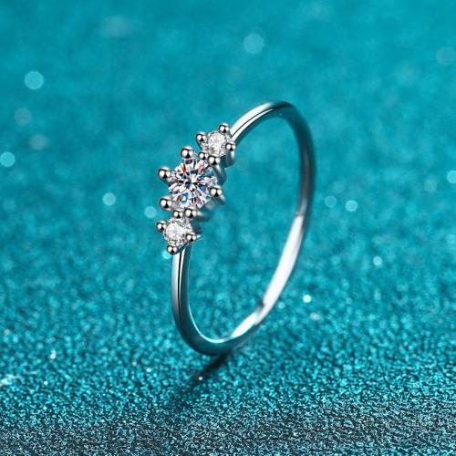 925 Sterling Silver Finger Ring, with Moissanite, different size for choice & for woman, US Ring Size:4.5-9, Sold By PC