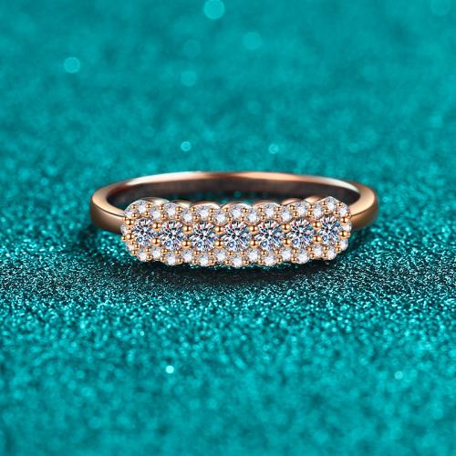 925 Sterling Silver Finger Ring, with Moissanite, Plating champagne gold, different size for choice & for woman, US Ring Size:4-10, Sold By PC