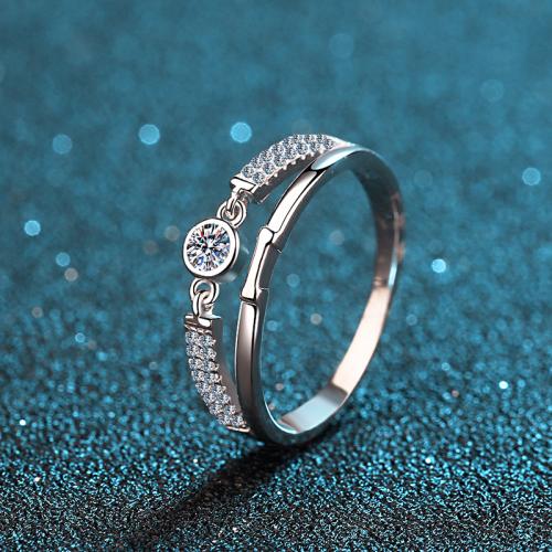 925 Sterling Silver Finger Ring, with Moissanite, different size for choice & for woman, US Ring Size:4.5-9, Sold By PC