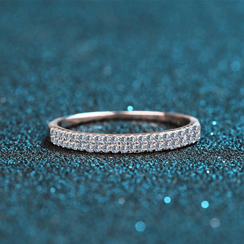 925 Sterling Silver Finger Ring, with Moissanite, different size for choice & for woman, US Ring Size:4.5-9, Sold By PC