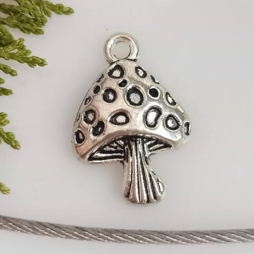 Pendentifs en alliage de zinc, champignon, Plaqué de couleur d'argent, DIY, 18x26mm, 100PC/sac, Vendu par sac