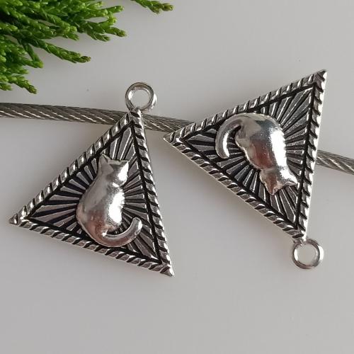 Pendentifs en alliage de zinc, triangle, Plaqué de couleur d'argent, DIY, 24x24mm, 100PC/sac, Vendu par sac