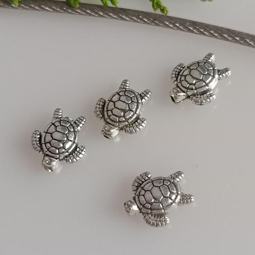 Zinklegierung Zwischenperlen, Schildkröter, antik silberfarben plattiert, DIY, 9x10mm, Bohrung:ca. 2mm, 200PCs/Tasche, verkauft von Tasche