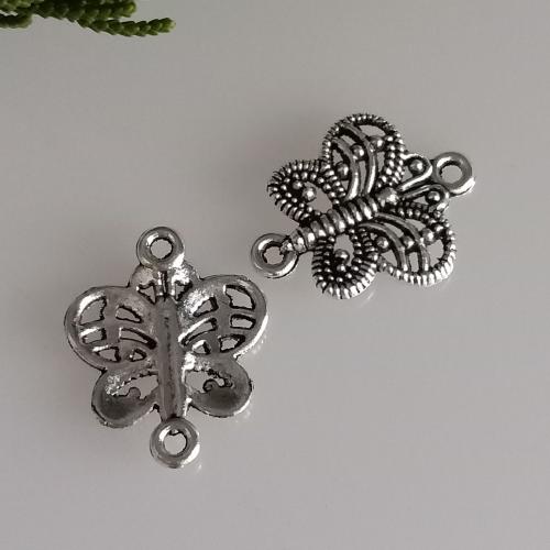 Animal Tibetan Style Connector, Butterfly, antique silver color plated, DIY, 15x18mm, 300PCs/Bag, Sold By Bag