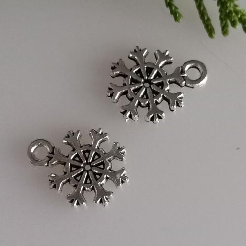 Zink-Aluminium-Anhänger, Zinklegierung, Schneeflocke, antik silberfarben plattiert, Weihnachts-Design & DIY, 12x14mm, 100PCs/Tasche, verkauft von Tasche