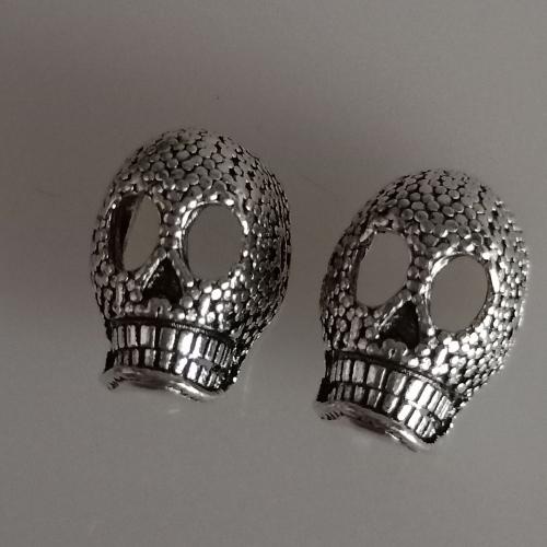 Abalorios de Aleación de Zinc , Calavera, chapado en color de plata antigua, Bricolaje, 11x16mm, 100PCs/Bolsa, Vendido por Bolsa