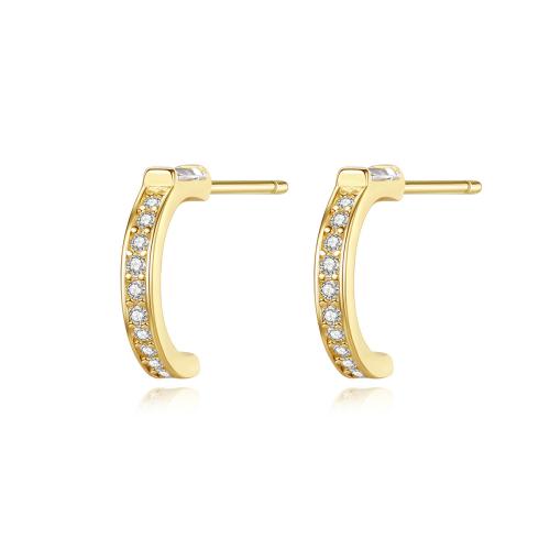 Pendientes de Micro Pavé de Zirconía Cúbica en Plata de Ley, Plata de ley 925, Joyería & micro arcilla de zirconia cúbica & para mujer, 11.40x2mm, Vendido por Par