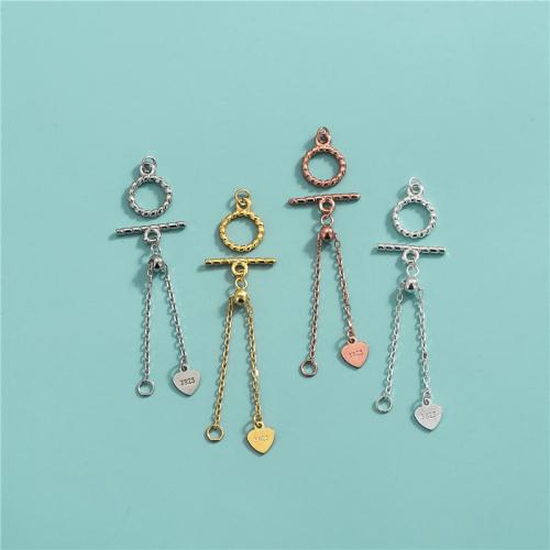 925 Sterling Silver Toggle Clasp, DIY, mixed colors, O:8MM;T:12.6x45mm, Approx 4Sets/Lot, Sold By Lot