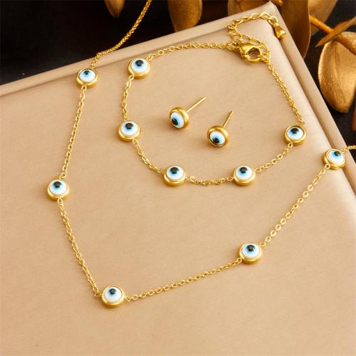 Enamel Stainless Steel Jewelry Set, 304 Stainless Steel, different styles for choice & for woman, golden, Sold By PC