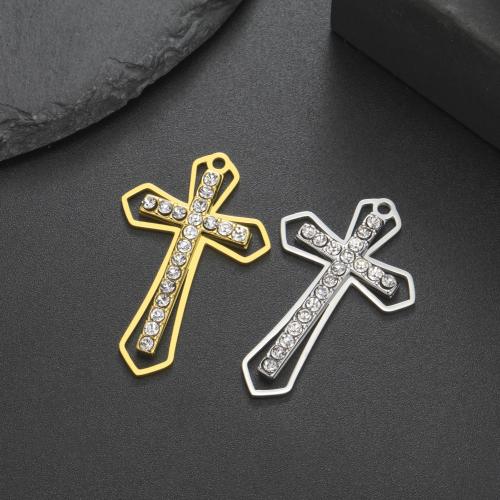 Stainless Steel Cross Pendants, 304 Stainless Steel, Vacuum Ion Plating, DIY & with rhinestone, more colors for choice, 41x26mm, Sold By PC