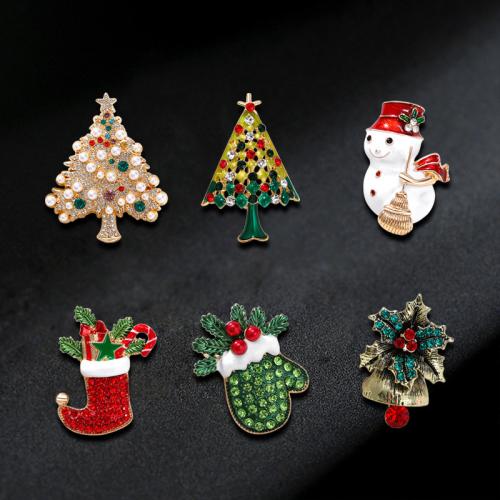 Christmas Brooches, Tibetan Style, Christmas Design & different styles for choice & for woman & with rhinestone, Sold By PC