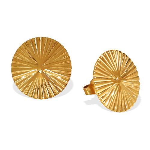 Stainless Steel Stud Earrings, 304 Stainless Steel, fashion jewelry & for woman, golden, 16.80x16.80mm, Sold By Pair