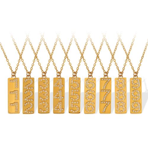 Stainless Steel Jewelry Necklace, 304 Stainless Steel, with 5cm extender chain, 18K gold plated, different designs for choice & for woman & with rhinestone, golden, 7.90x25mm, Length:Approx 40 cm, Sold By PC