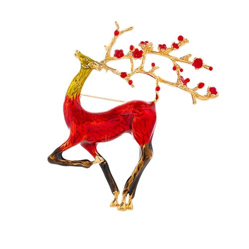 Tibetan Style Brooches, Deer, fashion jewelry & for woman & enamel, more colors for choice, 65x75mm, Sold By PC