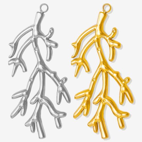 Stainless Steel Pendants, 304 Stainless Steel, Branch, Vacuum Ion Plating, DIY, more colors for choice, 19x47mm, Sold By PC