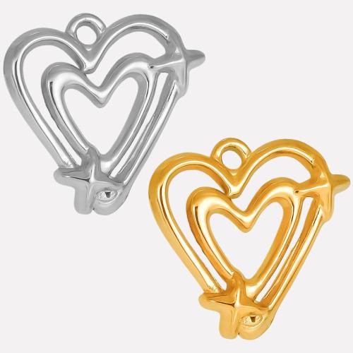 Stainless Steel Heart Pendants, 304 Stainless Steel, Vacuum Ion Plating, DIY, more colors for choice, 18x17mm, Sold By PC