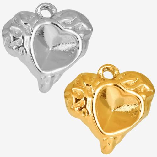 Stainless Steel Pendant Setting, 304 Stainless Steel, Heart, Vacuum Ion Plating, DIY, more colors for choice, 16x16mm, Sold By PC