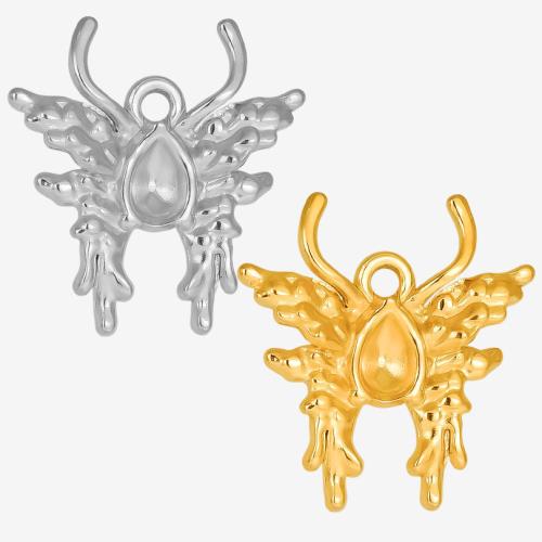 Stainless Steel Pendant Setting, 304 Stainless Steel, Butterfly, Vacuum Ion Plating, DIY, more colors for choice, 22x24mm, Sold By PC