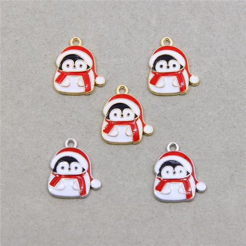 Tibetan Style Enamel Pendants, Penguin, plated, DIY, more colors for choice, nickel, lead & cadmium free, 20x17x2.50mm, 100PCs/Bag, Sold By Bag