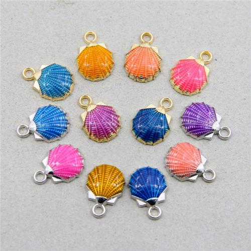 Tibetan Style Enamel Pendants, Shell, plated, DIY, more colors for choice, nickel, lead & cadmium free, 18x13x4mm, 100PCs/Bag, Sold By Bag