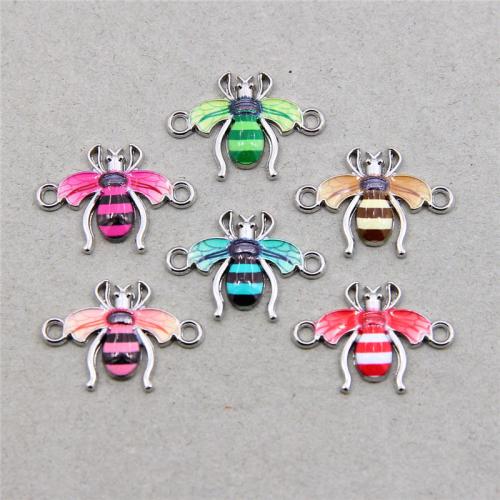 Animal Tibetan Style Connector, Bee, silver color plated, DIY & enamel & 1/1 loop, more colors for choice, 23x16x3mm, 100PCs/Bag, Sold By Bag