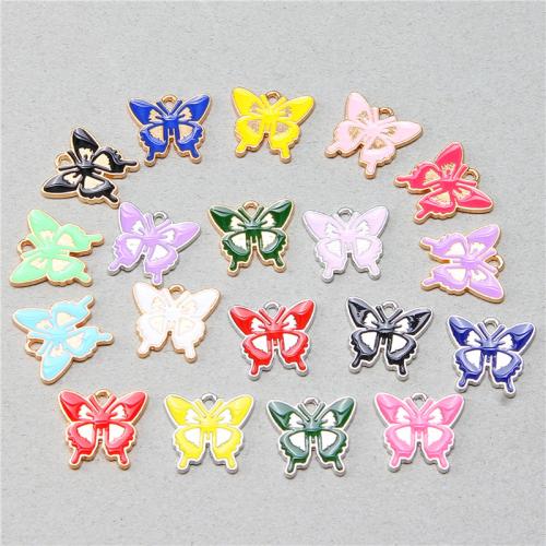 Tibetan Style Enamel Pendants, Butterfly, plated, DIY, more colors for choice, nickel, lead & cadmium free, 13x16x1.20mm, 100PCs/Bag, Sold By Bag