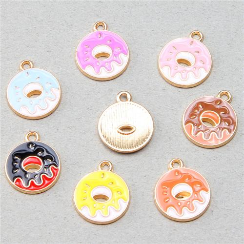 Tibetan Style Enamel Pendants, Round, gold color plated, DIY, more colors for choice, nickel, lead & cadmium free, 17x14x1.90mm, 100PCs/Bag, Sold By Bag