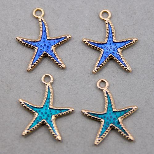 Tibetan Style Enamel Pendants, Starfish, gold color plated, DIY, more colors for choice, nickel, lead & cadmium free, 30x25x3mm, 100PCs/Bag, Sold By Bag