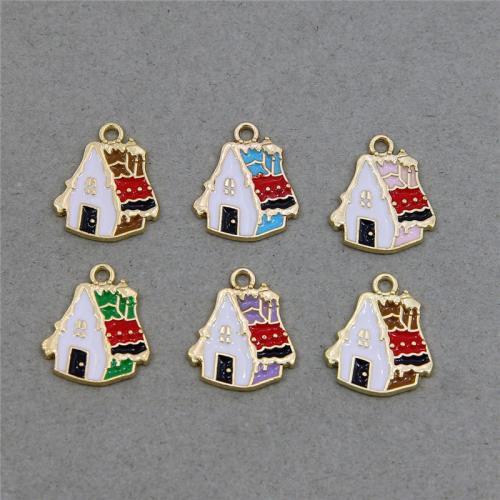 Tibetan Style Enamel Pendants, House, gold color plated, DIY, more colors for choice, nickel, lead & cadmium free, 19.70x16.50x1.55mm, 100PCs/Bag, Sold By Bag